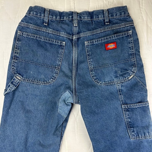 Dickies Mens Flannel Lined Carpenter Jeans Blue Denim Genuine Work Pants 32x30 - Picture 7 of 16